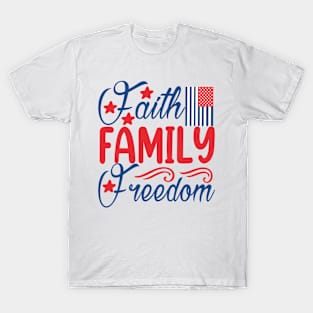 Patriotic Shirts for Men & Women American Flag Shirt Faith Family Freedom Graphic Tee USA Star Stripes T-Shirt